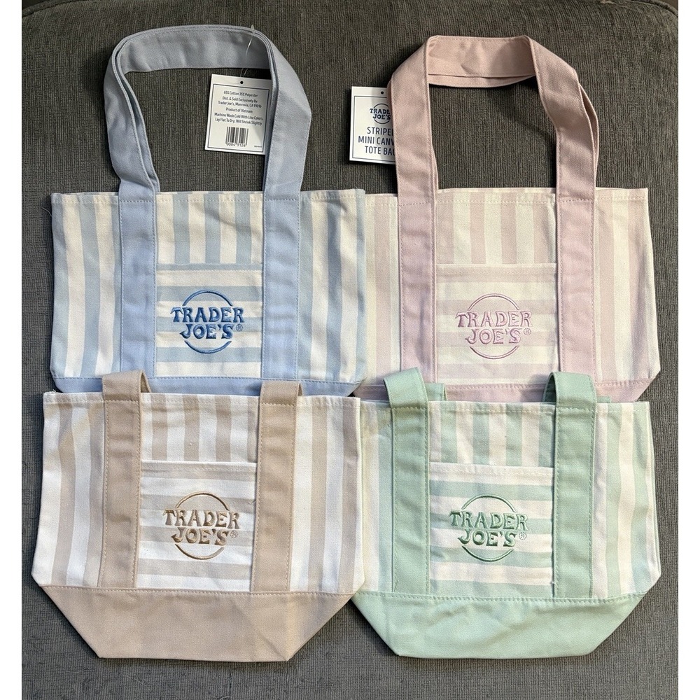Trader Joe's Set of Four Mini Totes Limited Edition‎ - Summer Pastels New